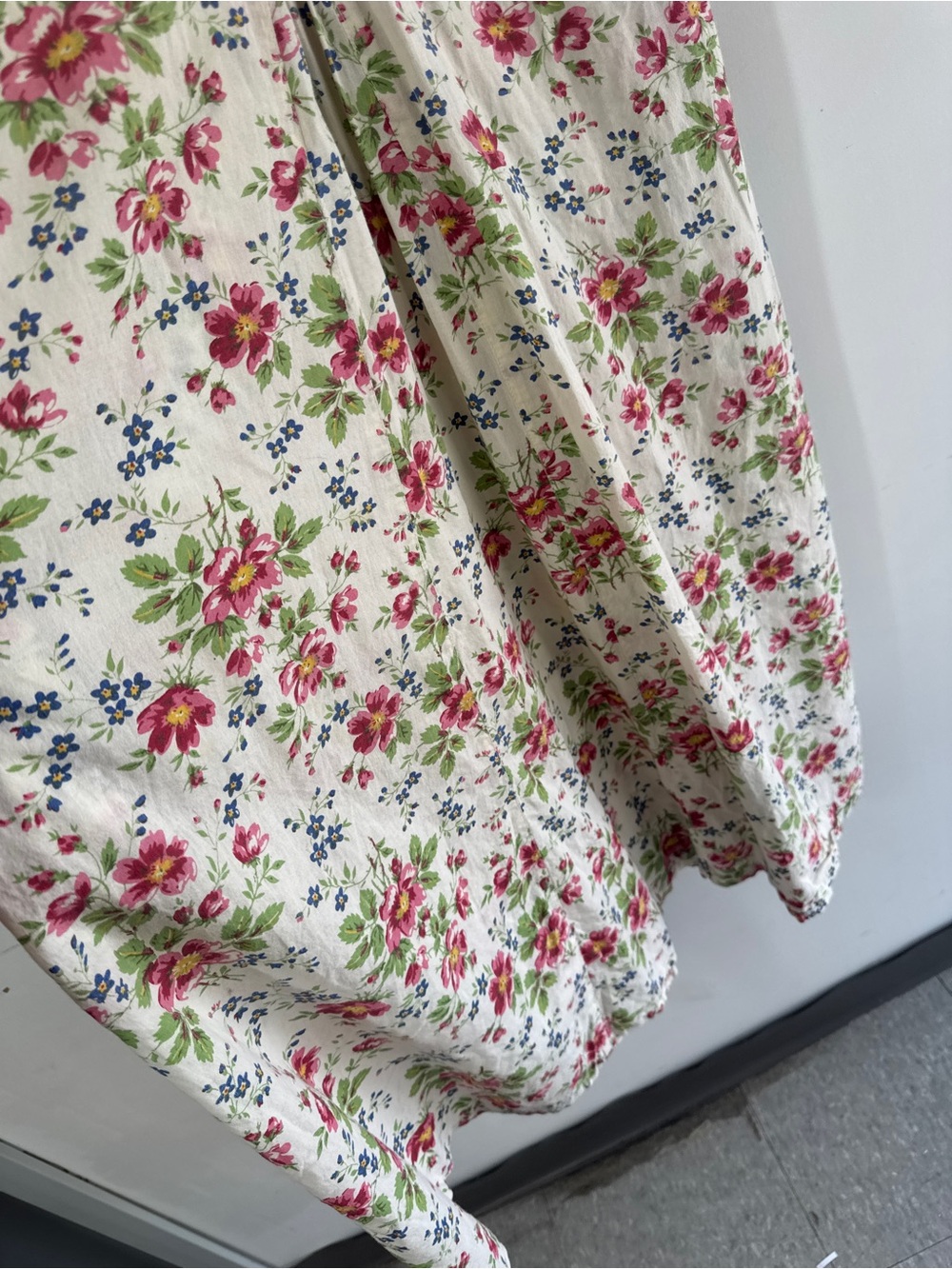 VTG April Cornell Floral Cotton Midi Dress Ivory Medium Cottagecore Prairie Boho - Picture 5 of 14